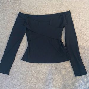 Black off the shoulder long sleeve top from SHEIN size large